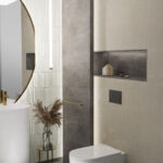 Projektowanie wnętrz Warszawa Cognac Architects architekt Warszawa WC mała łazienka nowoczesna elegancka